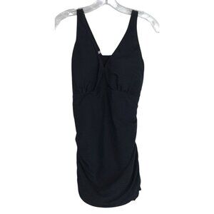 Profile By Gottex One Piece Swimsuit Dress Size 16W Black Padded Ruched Sides